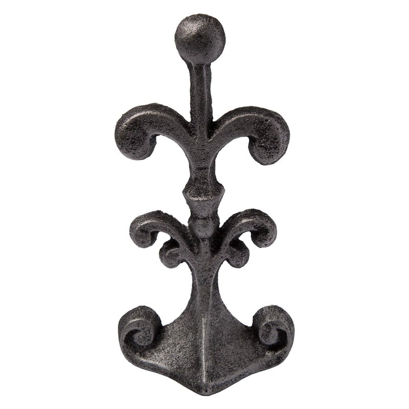 Comfify Fleur De Lis Cast Iron Door Stop â€“ One Decorative Wedge with Felt Bottom â€“ Antique Silver and Black â€“ 4" x 3.5" x 7.75" - Image 1